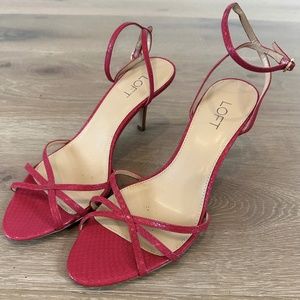 Loft leather ankle strap heels - hot pink - size 8